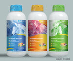 肥料包装三瓶多彩瓶装清洁剂展示