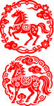 双马剪纸图案
