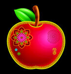 装饰精美的红色绣花苹果