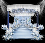 梦幻蓝白色系婚礼场景布置