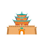 中式城楼建筑插画