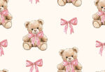 可爱小熊图案粉色蝴蝶结