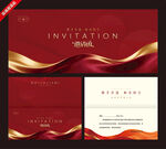 红色金纹商务邀请函模板