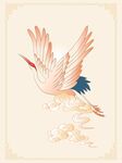 矢量中式祥云飞鹤插画