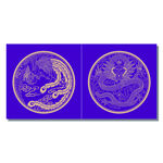 双幅中式龙纹圆形图案设计