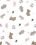可爱动物花卉无缝图案