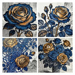 蓝金色调花卉装饰图案