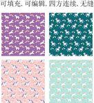 卡通小马  独角兽  童趣印花