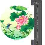 荷花韵圆形扇面