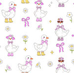 可爱小鸭花卉图案背景