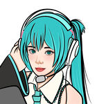 蓝发戴耳机的动漫少女