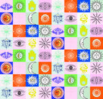 多彩眼睛图案无缝背景