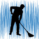 环卫工人清扫剪影