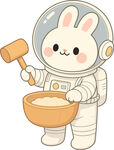 宇航兔持槌捣物萌趣画面
