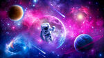 梦幻太空宇航员宇宙星球黑洞背景
