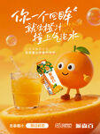 可爱橙子汽水广告插画