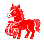 小马抱福袋矢量图案