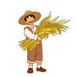 农民手持麦穗笑迎丰收