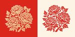 牡丹花传统剪纸纹样矢量图