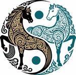 双马图腾吉祥装饰图案