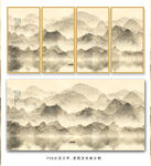 屏风水墨山水画背景图