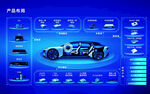 蓝色炫酷汽车产品展示图交互UI