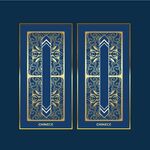 蓝色金边对称花纹装饰图案