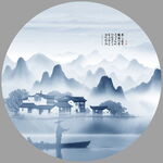 圆形山水画