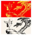 鹤与松图案设计素材