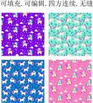 童趣小马 独角兽 马年童装印花