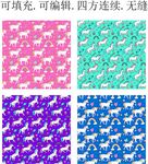 卡通小马 独角兽印花 马年图案