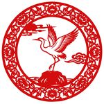 国潮传统白鹤矢量设计