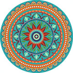 彩色圆形曼陀罗藻井图案