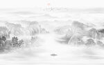 国画水墨山水画