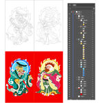 传统门神插画