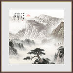 国画客厅迎客松山水画