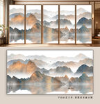 新中式山水画背景墙