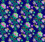 深蓝色底多彩花卉图案