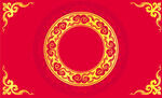 中式红底金色花纹装饰图
