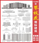 攀枝花地标建筑矢量图