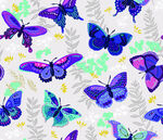 多彩蝴蝶花卉图案背景