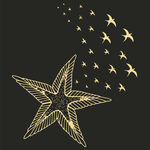 金色海星伴飞鸟图案