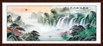 旭日东升山水风景画国画
