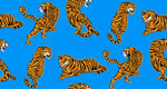 蓝色背景上的老虎图案