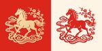 2026马年剪纸中国风矢量图