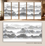中式山水艺术玻璃隔断画