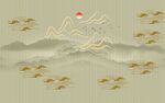 中式山水飞鸟意境图
