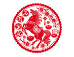 圆形马年剪纸艺术图案
