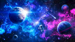 梦幻宇宙星空太空星球银河背景墙