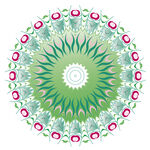 绿色花卉圆形装饰图案
